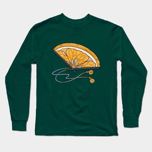 Orange Slice Folding Fan Long Sleeve T-Shirt by emmakin.art@gmail.com